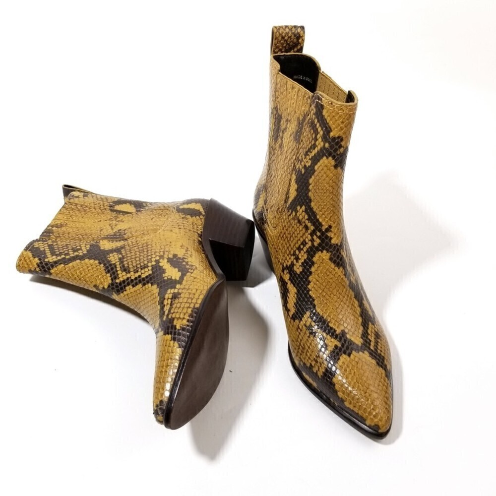 Loeffler Randall Aylin Amber Western Bootie Boho Brown Snake Print Block Boot 7